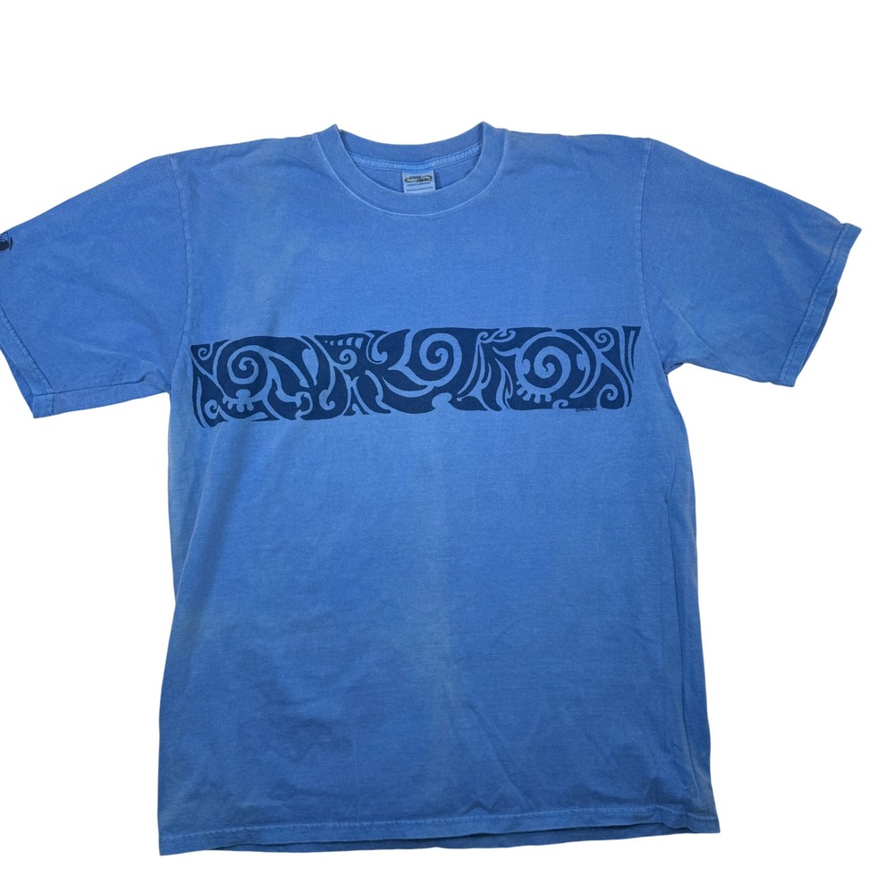Crazy Shirts T Shirt Large Blue Tribal Graphic Blue Hawaii Dyed Mens Y2K Surf